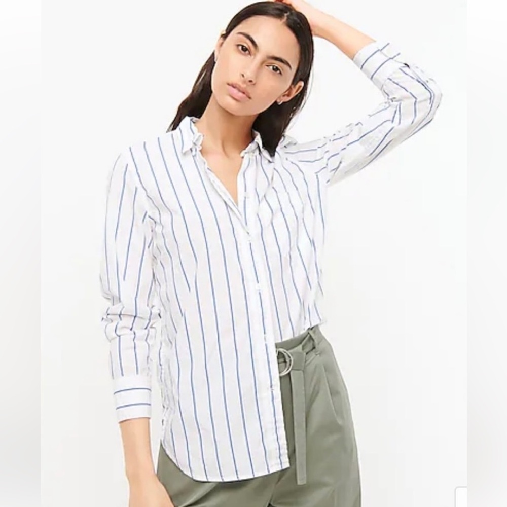 J. Crew Classic Blue Striped Women’s Shirt, Size 00 - Picture 6 of 6
